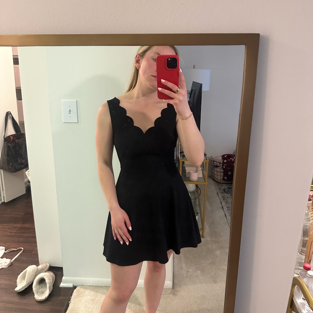 Aqua Black Scalloped Dress